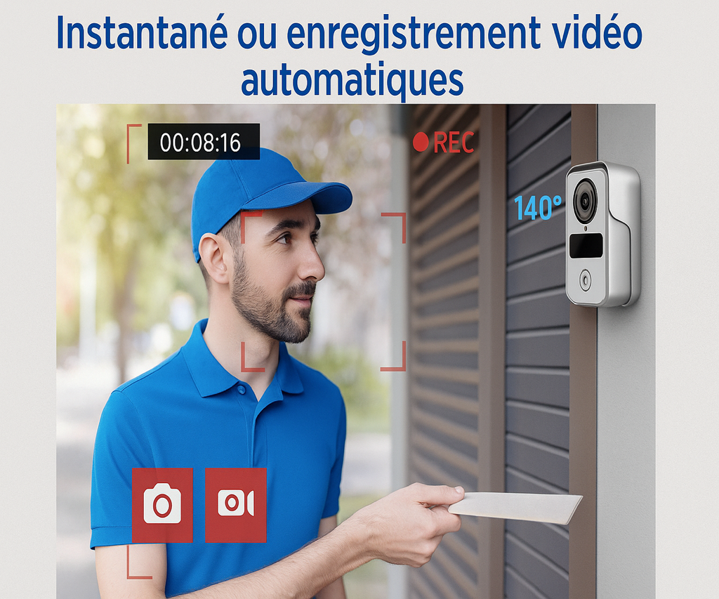 Sonnette vidéo Tuya avec écran tactile 10 pouces. enregistrement instantané