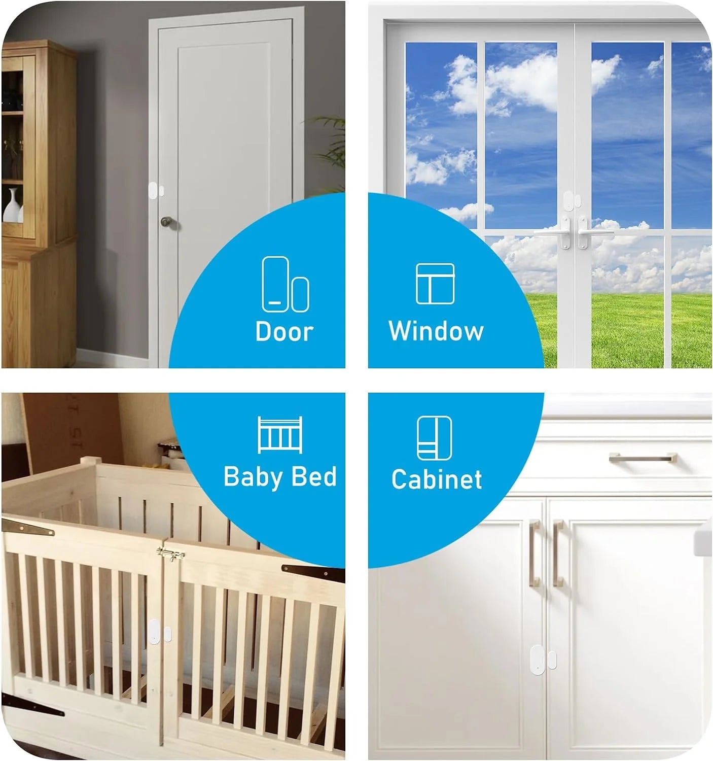 Capteur d’ouverture ZigBee pour porte, fenêtre, boites aux lettres, lit enfant