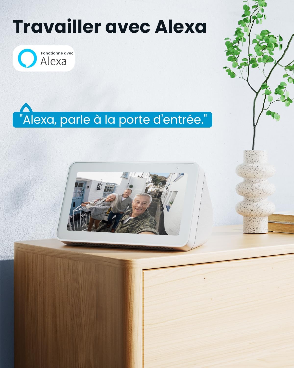 Sonnette vidéo 2K HD ieGeek avec caméra et carillon intégrés. fonctionne avec alexa
