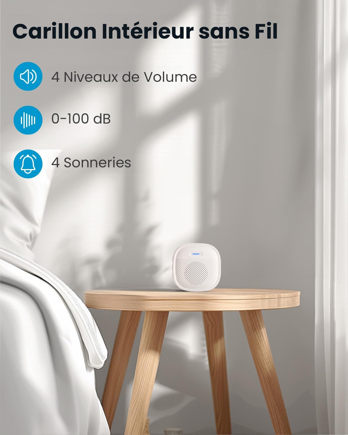 Sonnette vidéo 2K HD ieGeek avec caméra et carillon intérieur sans fil