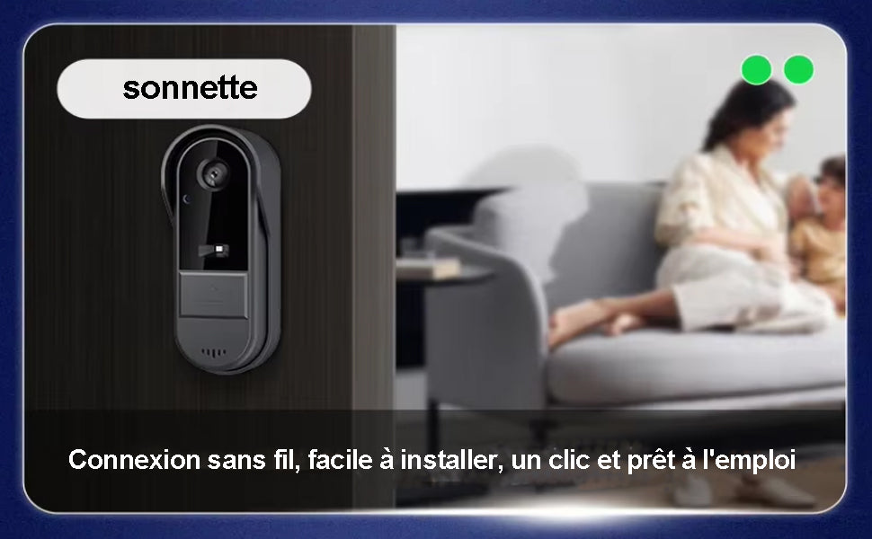 Sonnette vidéo sans fil avec écran 4.3 pouces, connexion sans fil, facile à installer