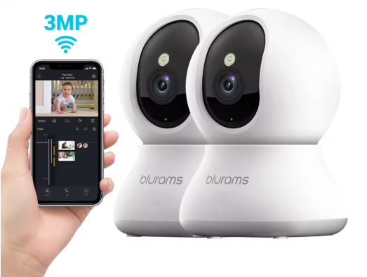 Caméra Blurams Intérieure WiFi 2K – Surveillance 360°, Audio Bidirectionne