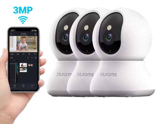 Caméra Blurams Intérieure WiFi 2K – Surveillance 360°, Audio Bidirectionne