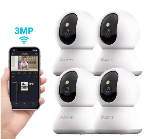 Caméra Blurams Intérieure WiFi 2K – Surveillance 360°, Audio Bidirectionne