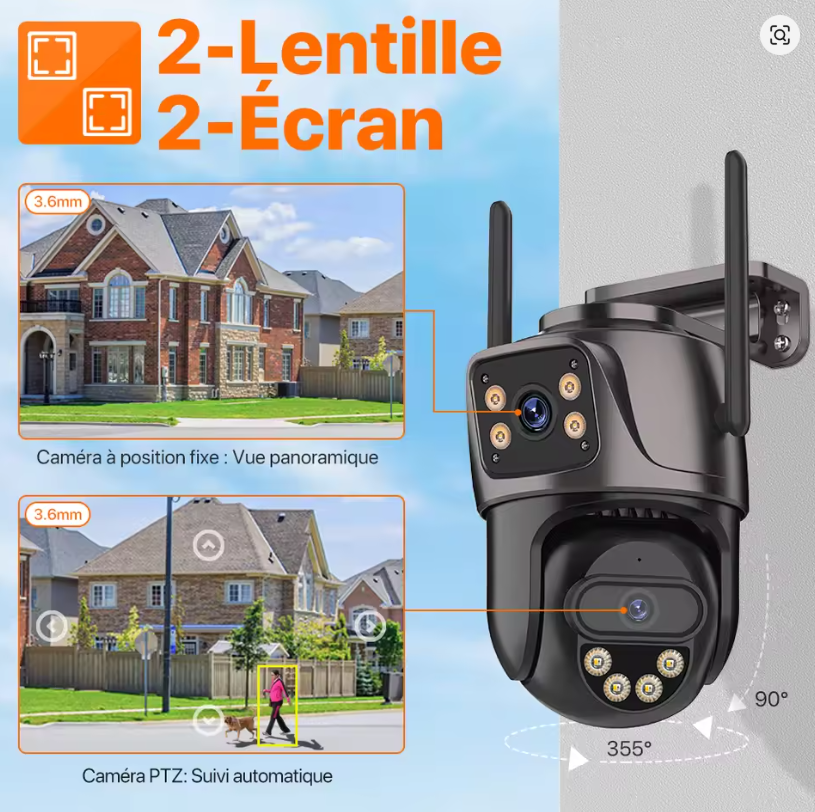 Caméra de Surveillance Extérieure 4K – PTZ Motorisée