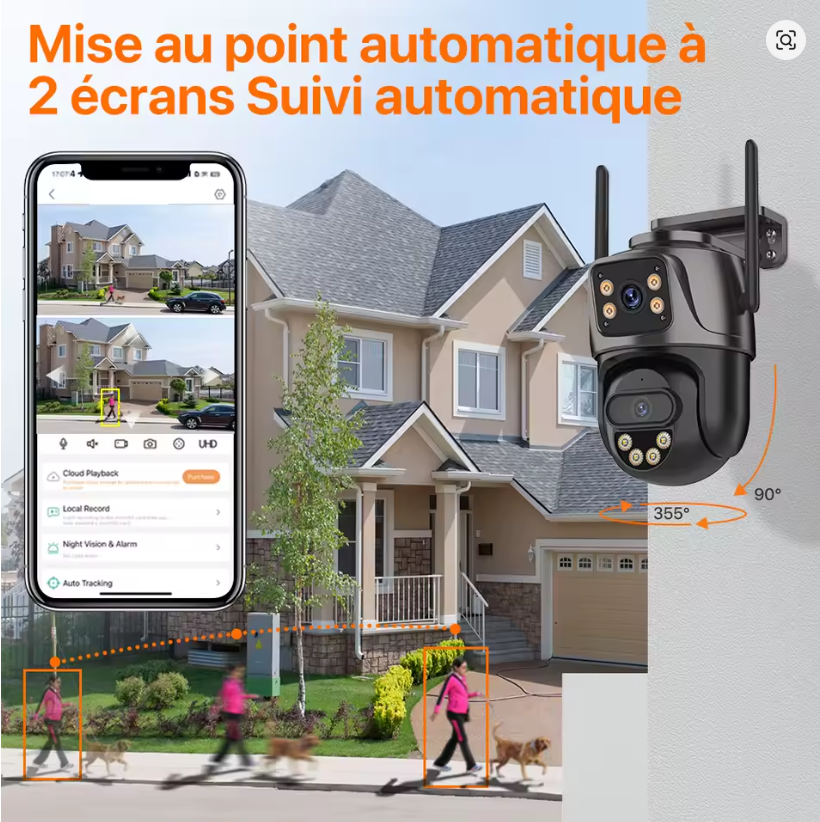 Caméra de Surveillance Extérieure 4K – PTZ Motorisée