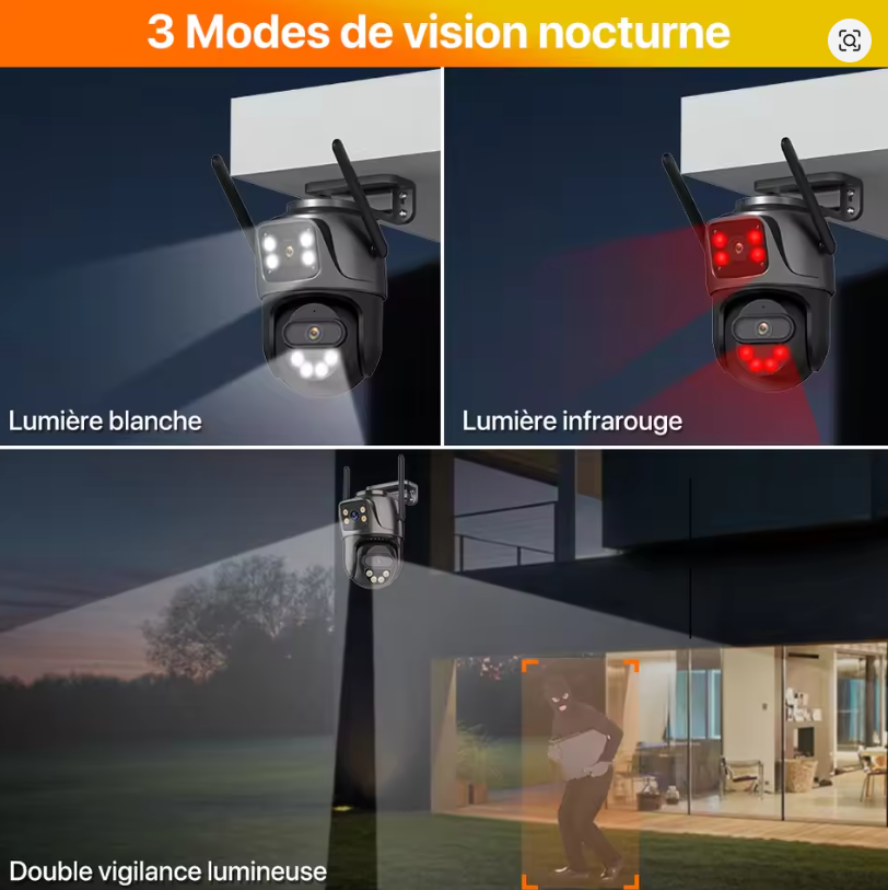 Caméra de Surveillance Extérieure 4K – PTZ Motorisée
