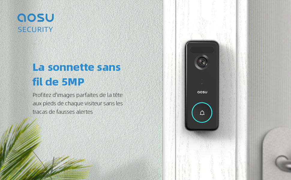 Sonnette vidéo intelligente AOSU 5MP avec bouton lumineux sonnette sans fil


