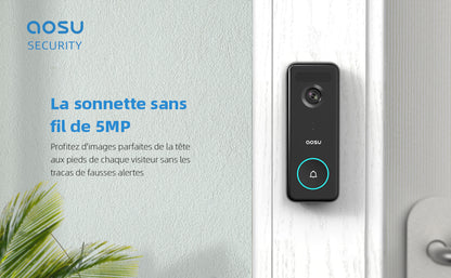 Sonnette vidéo intelligente AOSU 5MP avec bouton lumineux sonnette sans fil

