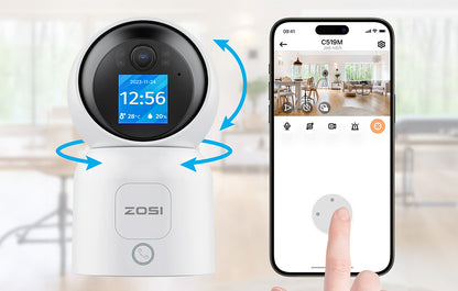 Caméra ZOSI 360° noire avec suivi automatique et lentille centrale HD
360°